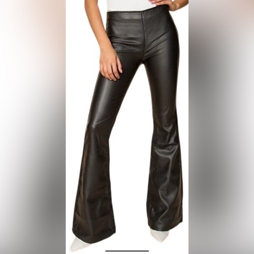 Free People Penny Vegan Black Flare Pants